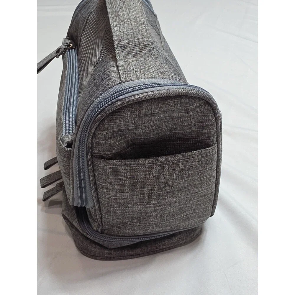 Travel Bag Troiletry Hanging Gray Organizer w/ Hero Travel Passport And Storage.
